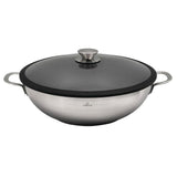 Omega Wok 32cm (Stainless Steel + Non Stick) With Glass Lid