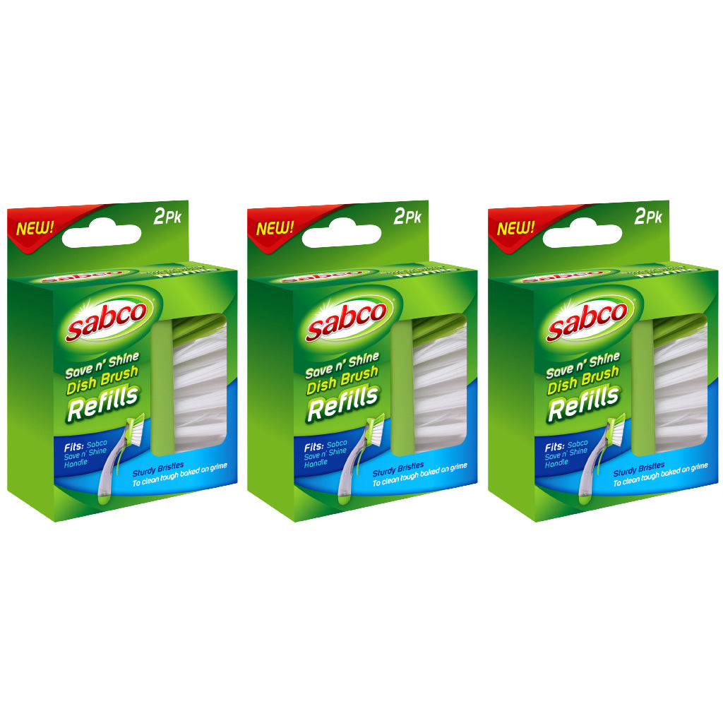 3 x Sabco Save N' Shine Dish Brush Head Refill - 2 Pack