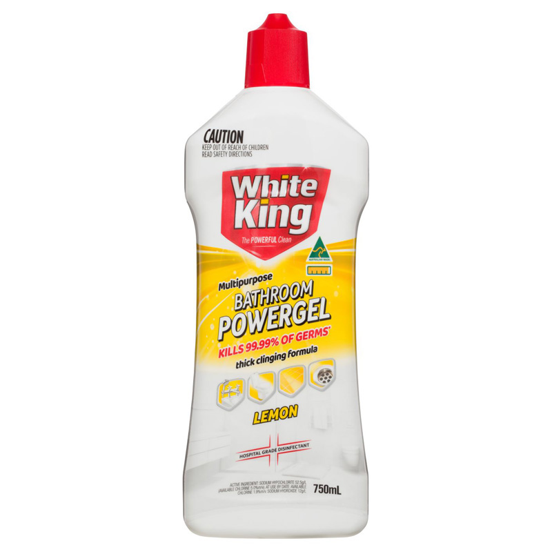 3 Pack x White King Multipurpose Lemon Bathroom Powergel - 750ml
