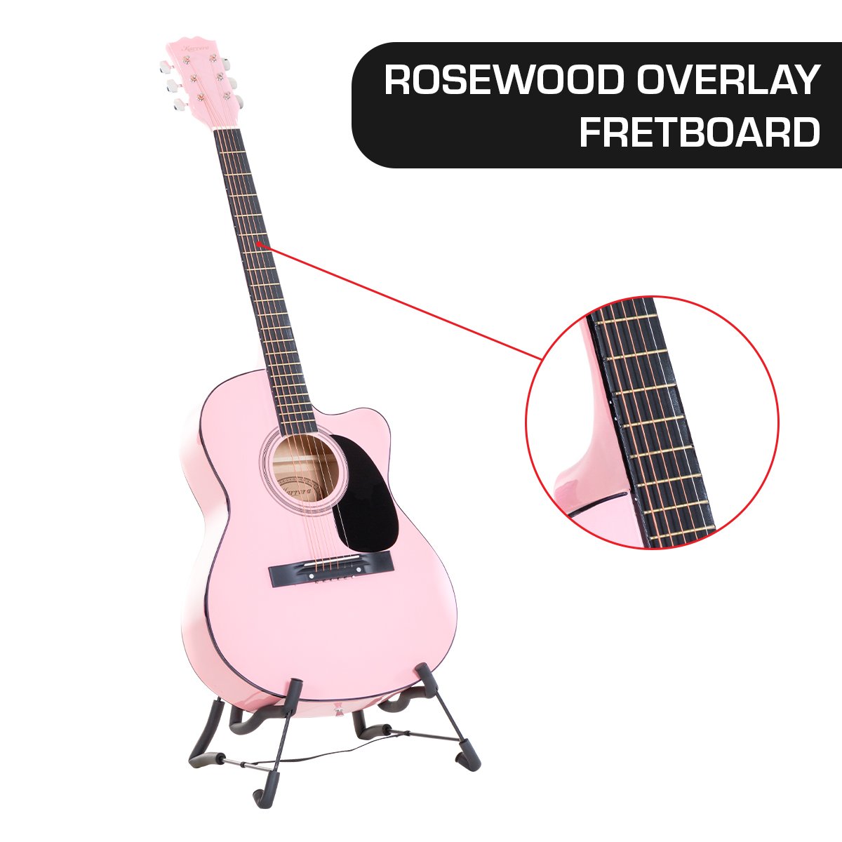 Karrera Acoustic Cutaway 40in Guitar - Pink