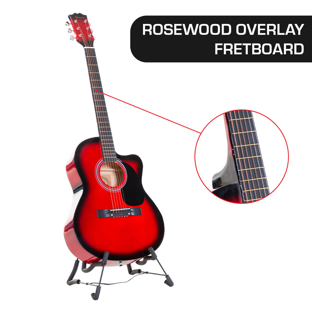 Karrera Acoustic Cutaway 40in Guitar - Red