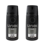 2 x Lynx Black Deodorant Bodyspray All Day Fresh - 155mL