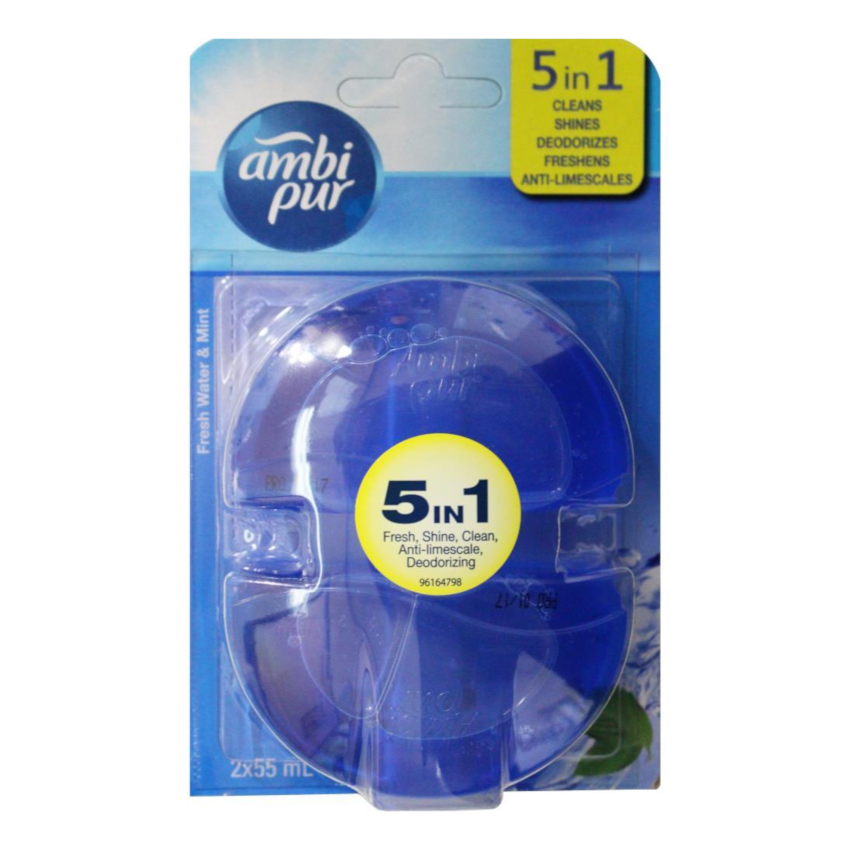 Ambi Pur Fresh Water & Mint Liquid Toilet Rimblock Refill 2 x 55ml