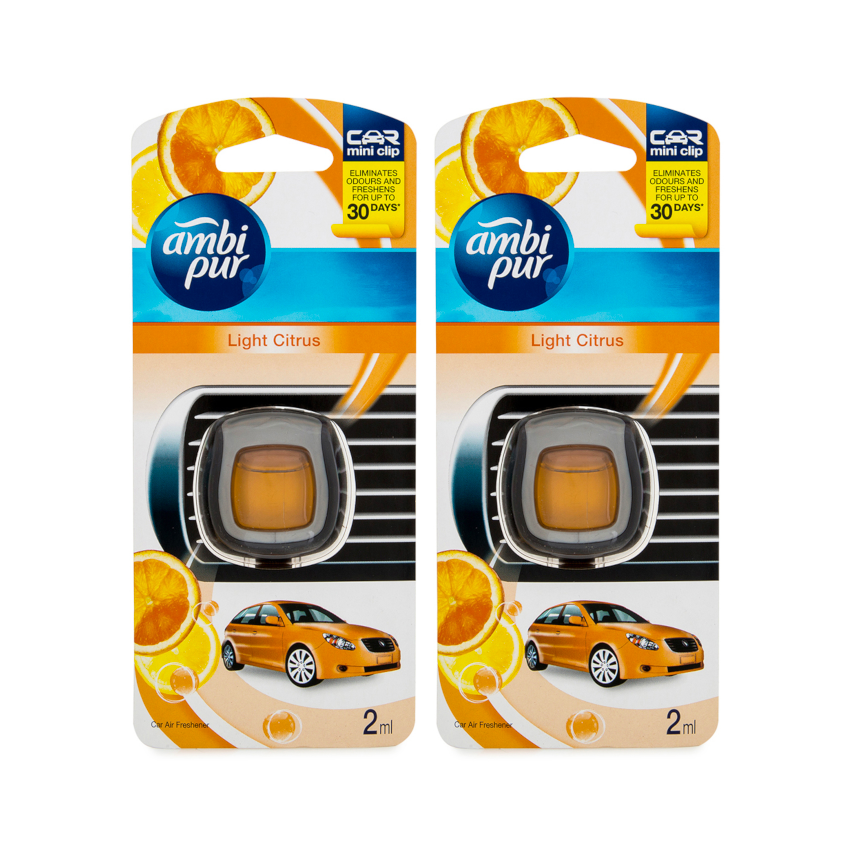 2 Pack x Ambi Pur Mini Clip Car Air Freshener Light Citrus 2mL