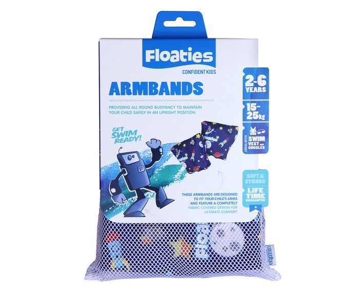 Floaties Kids’ Armbands - Blue Rocket Ship 2-6 years