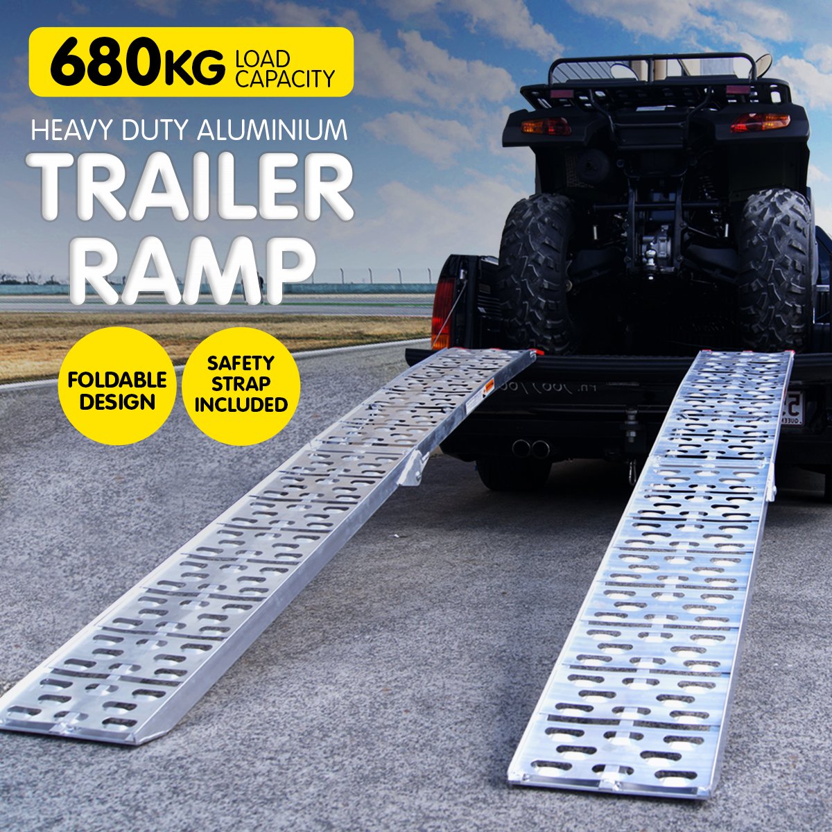 2x Aluminium Folding Loading Ramps ATV Motorbike – Smooth Sales