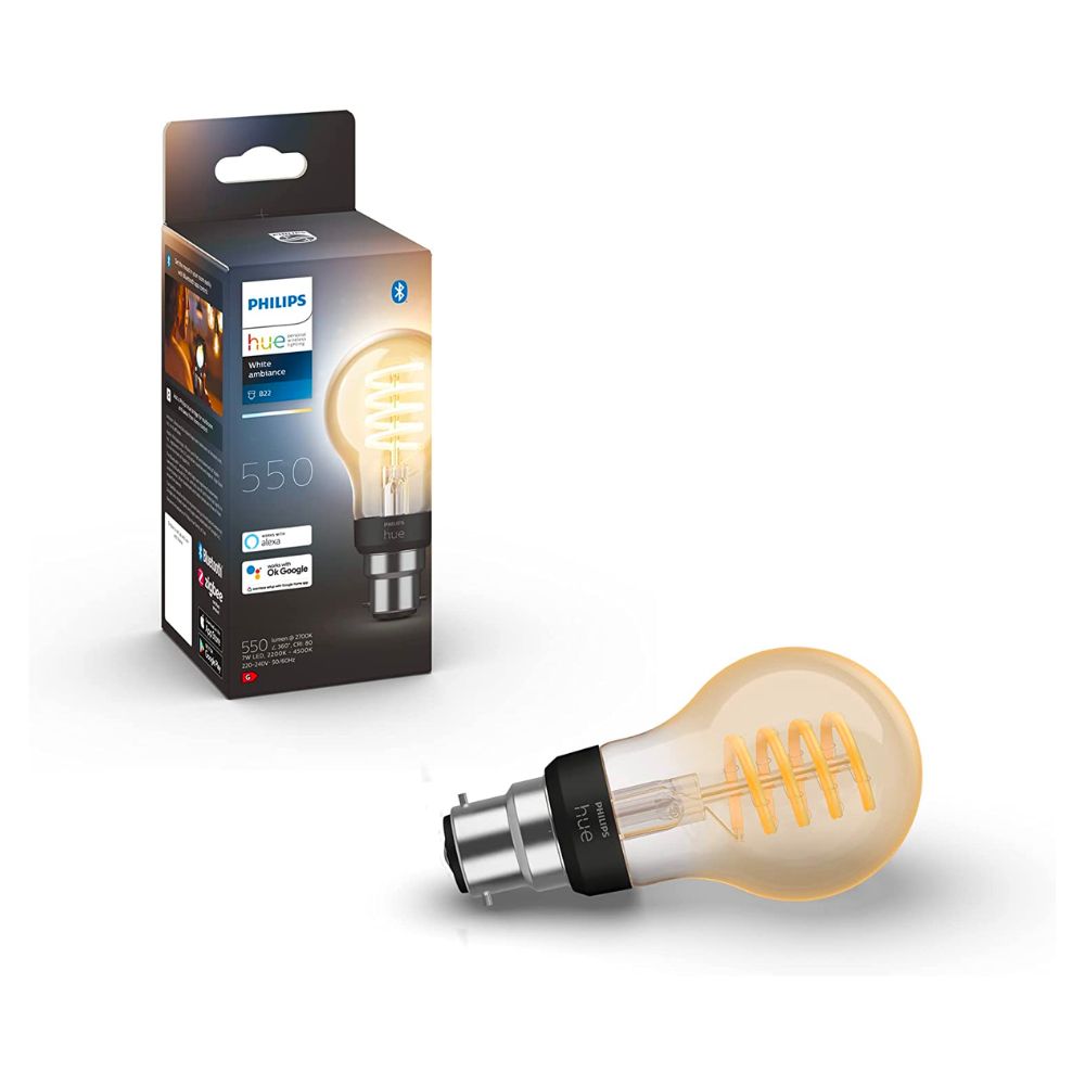 Philips Hue Vintage B22 A60 Filament Smart Bulb - White Ambiance