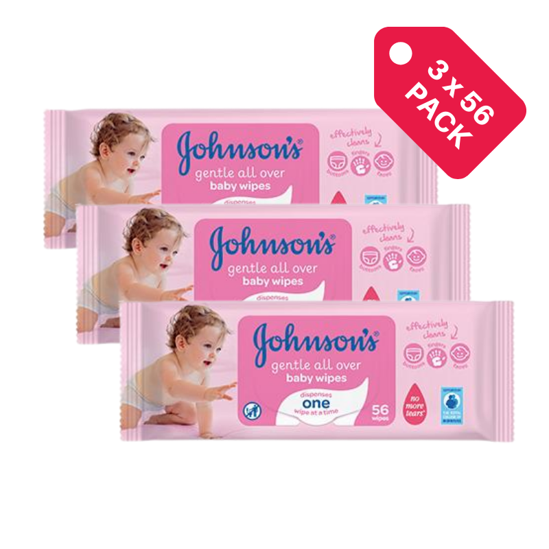 3 Pack x Johnson's Gentle All Over Baby Wipes 56pc