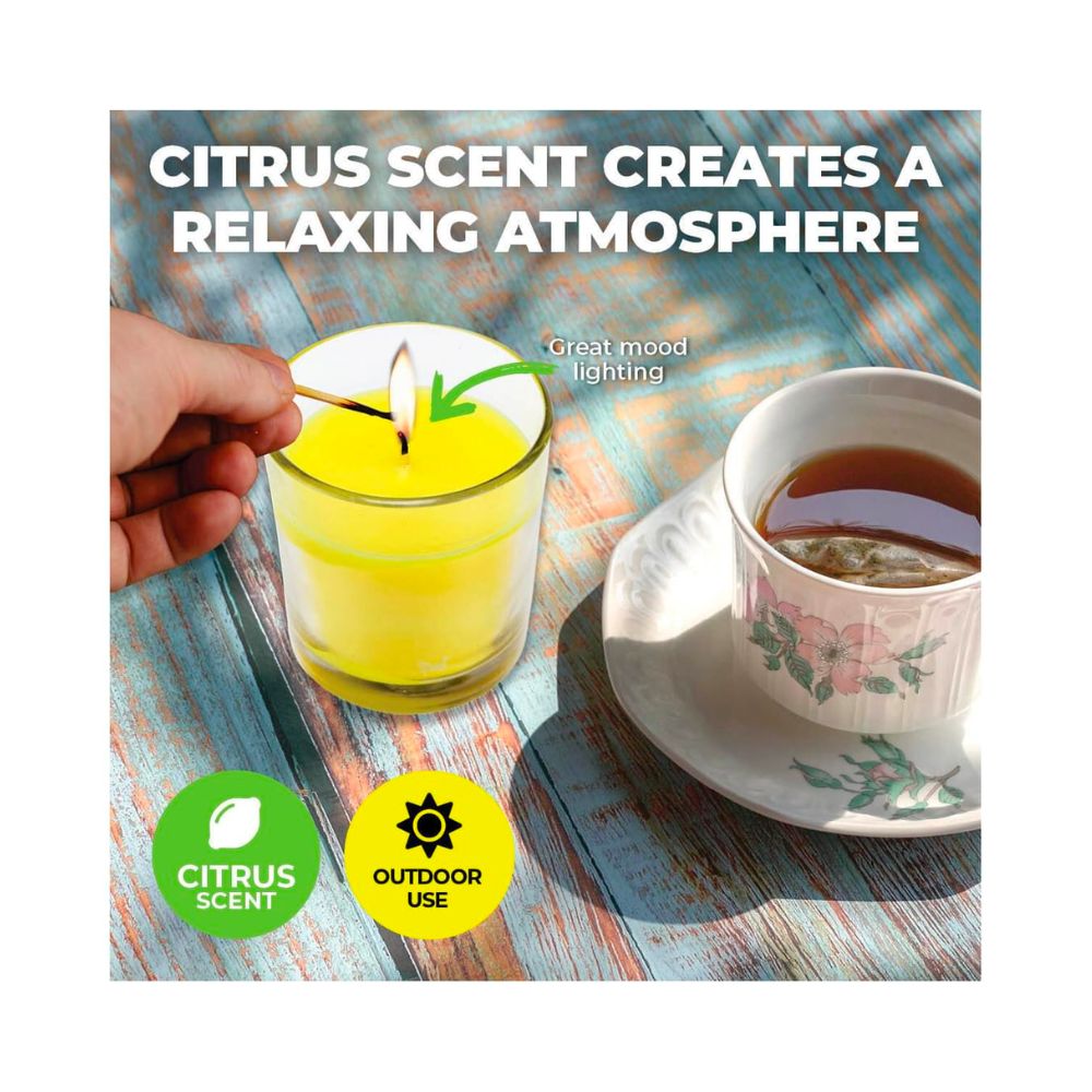 4 Pack x Garden Greens Citronella Scented Candles Cylinder Glass Jars - 120g