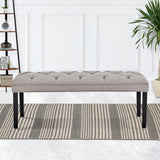 Cate Button-Tufted Upholstered Bench by Sarantino - Light Grey