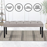 Cate Button-Tufted Upholstered Bench by Sarantino - Light Grey