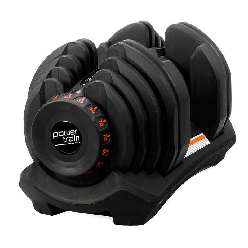 2x 40kg Powertrain Adjustable Dumbbells with Stand
