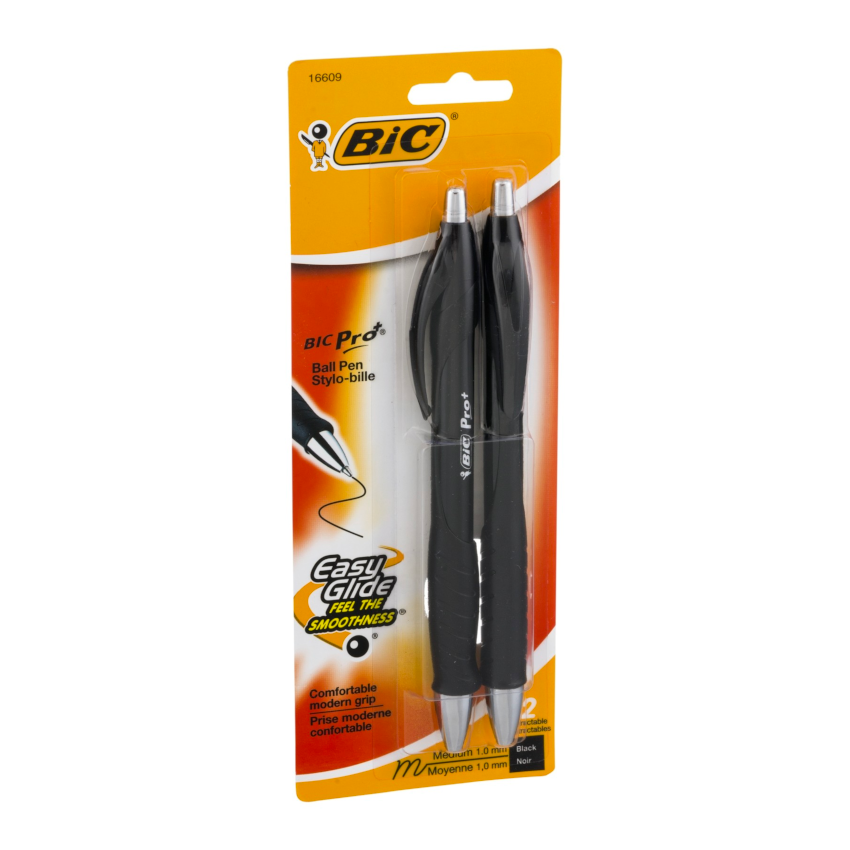 6 Pack x BiC Pro+ Ball Pen Medium 1.0mm Retractable 2pc