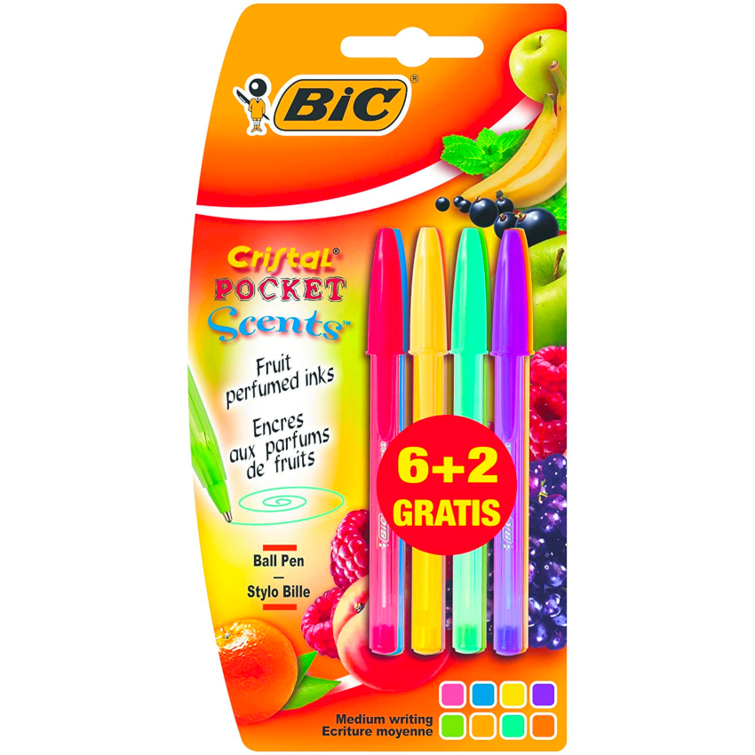 6 Pack x BIC Cristal Pocket Scents Scented Pens (Value Pack of 6pc + 2pc Free)