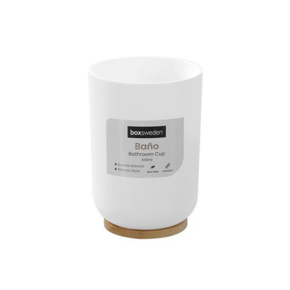 2 Pack x Bano Bathroom Cup 330mL - Bamboo Base