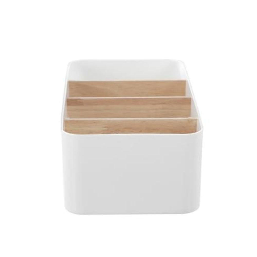 Bano Organiser 4 Section Bamboo Bathroom/Home Storage Box - 26cm