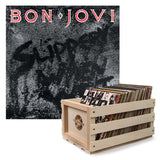 Crosley Record Storage Crate & Bon Jovi Slippery When Wet - Vinyl Album Bundle