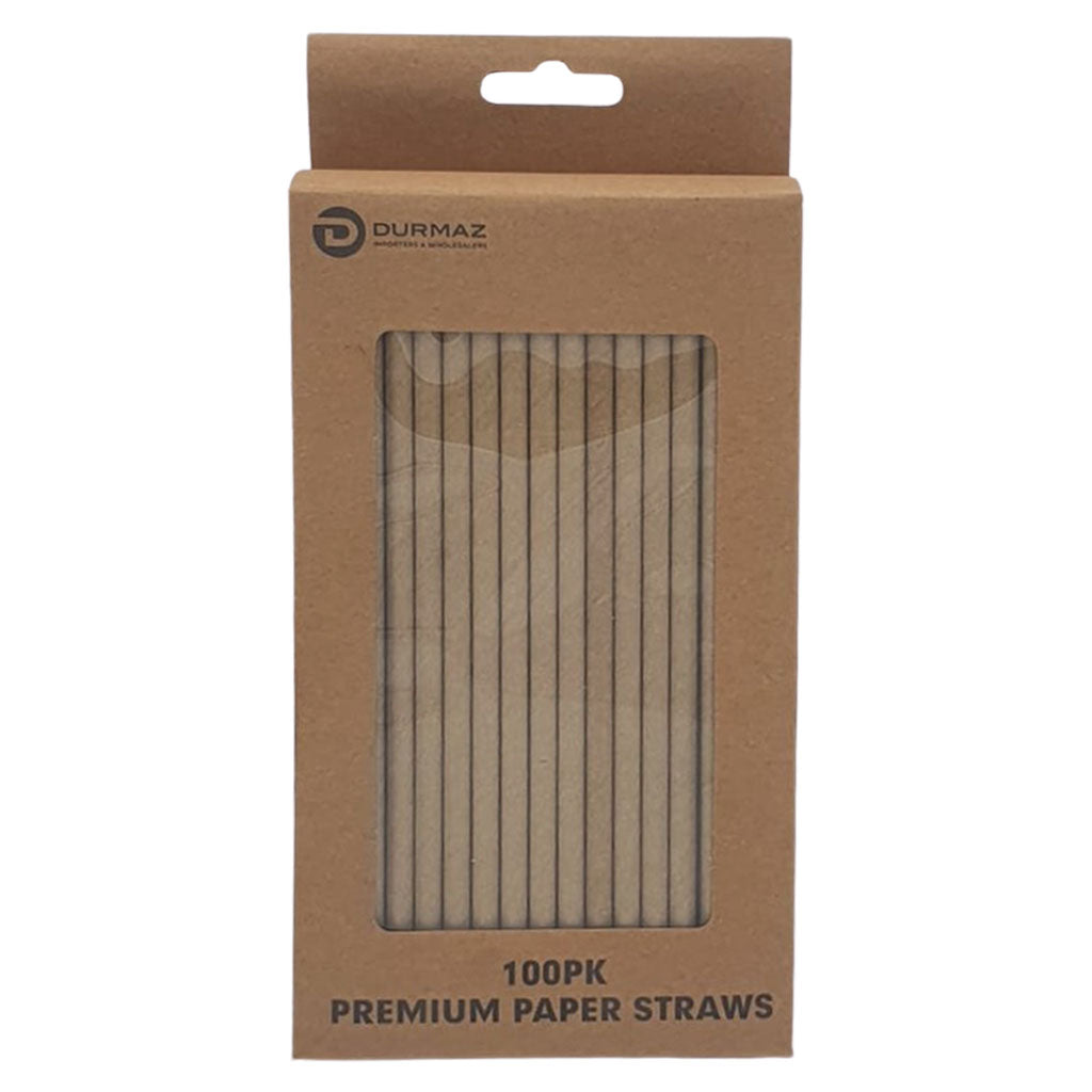 Eco Biodegradable Material Premium Paper Straws - 100PK
