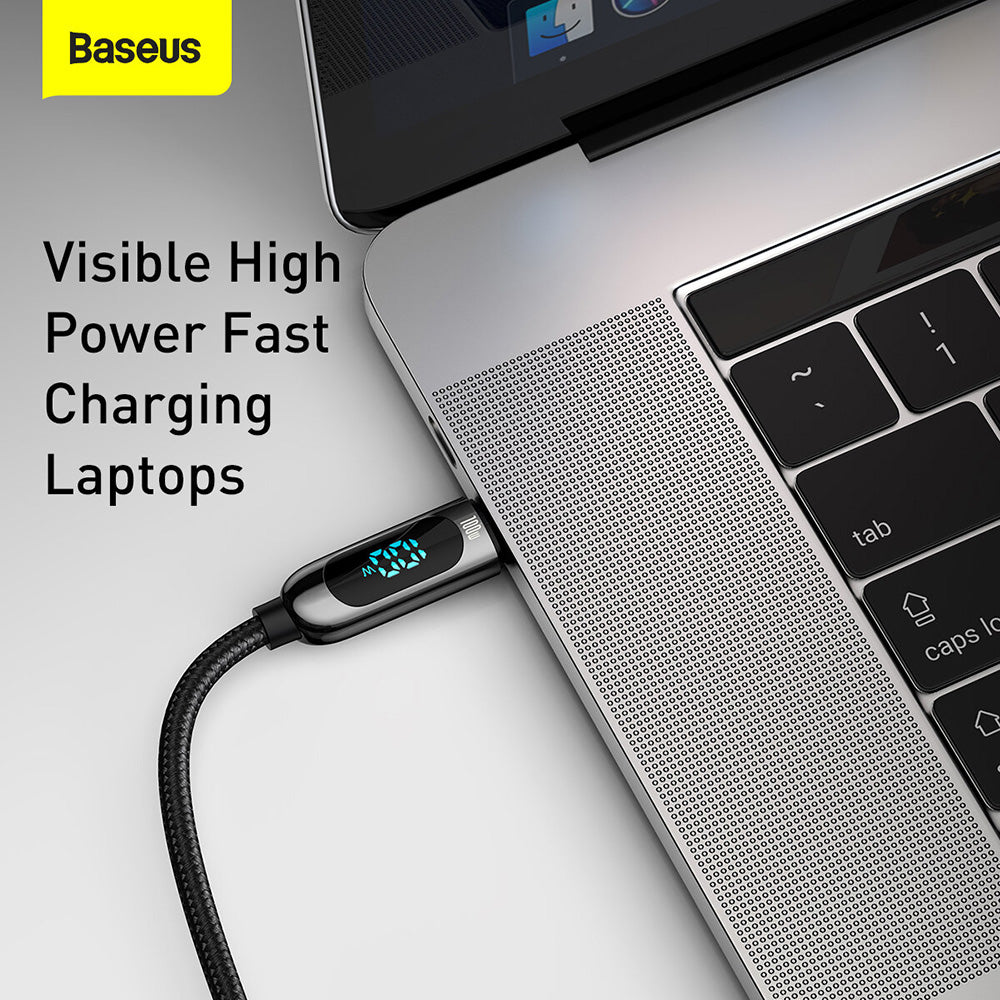 Baseus LED Display Type-C to Type-C Fast Charging Data Cable 100W 1m - Black