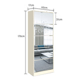 Mirrored Shoe Storage Cabinet Organizer - 63 x 17 x 170cm