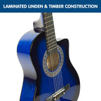Karrera 38in Pro Cutaway Acoustic Guitar with Bag Strings - Blue Burst
