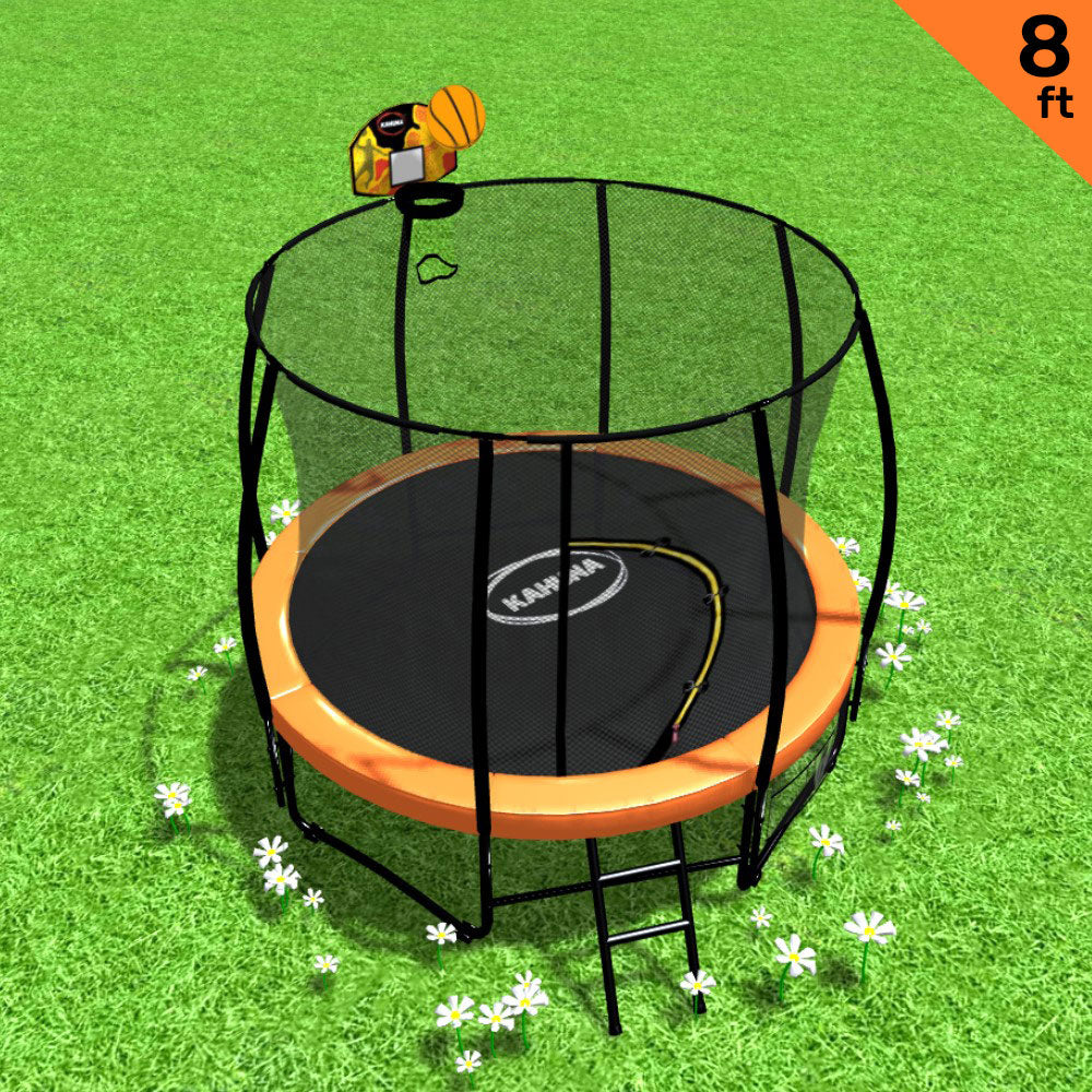 Kahuna Trampoline 8ft with Basketball Set - Orange
