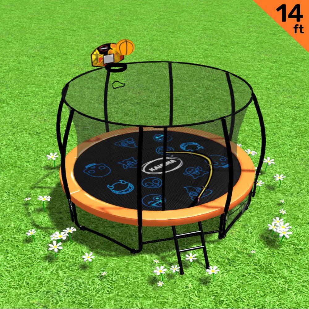 Kahuna Pro 14ft Trampoline with Mat, Reversible Pad, Basketball Set