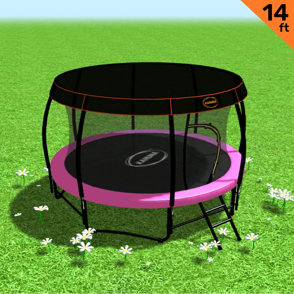 Kahuna Trampoline 14 ft with Roof - Pink