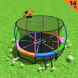 Kahuna Trampoline 14 ft with Basketball Set - Rainbow