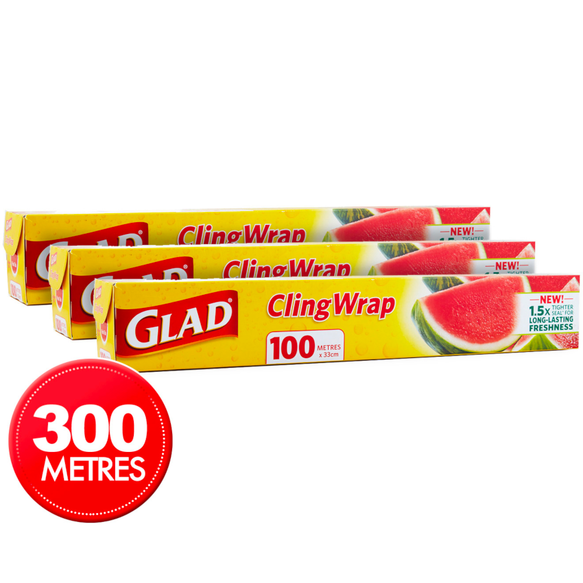 3 x Glad Cling Wrap 100m x 33cm