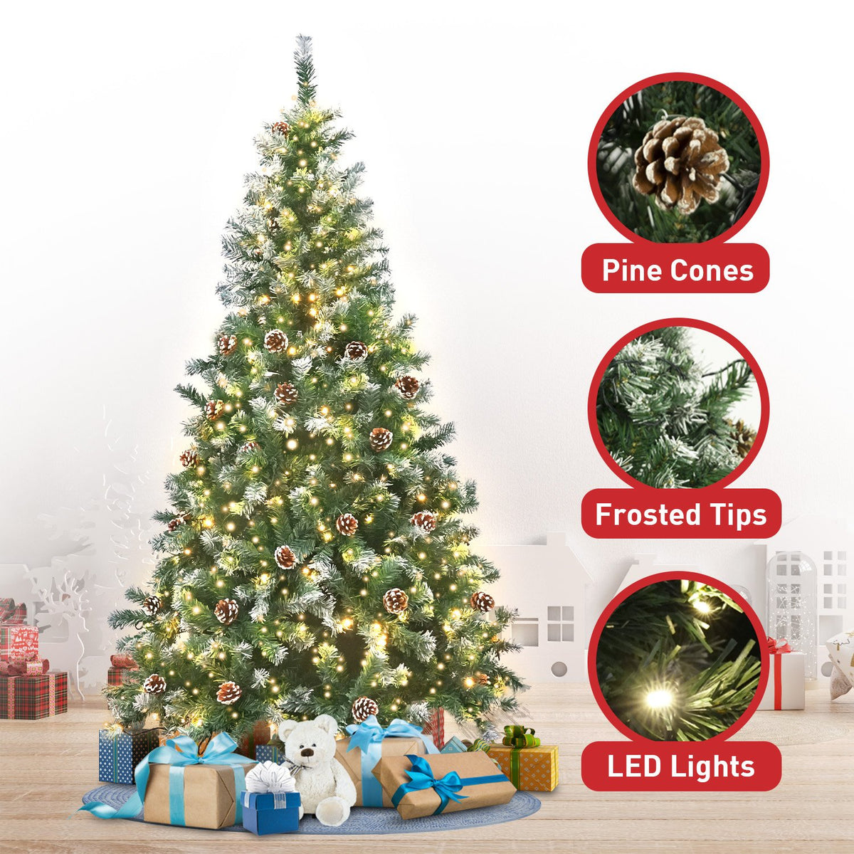 Christabelle 1.8m Pre Lit LED Christmas Tree with Pine Cones
