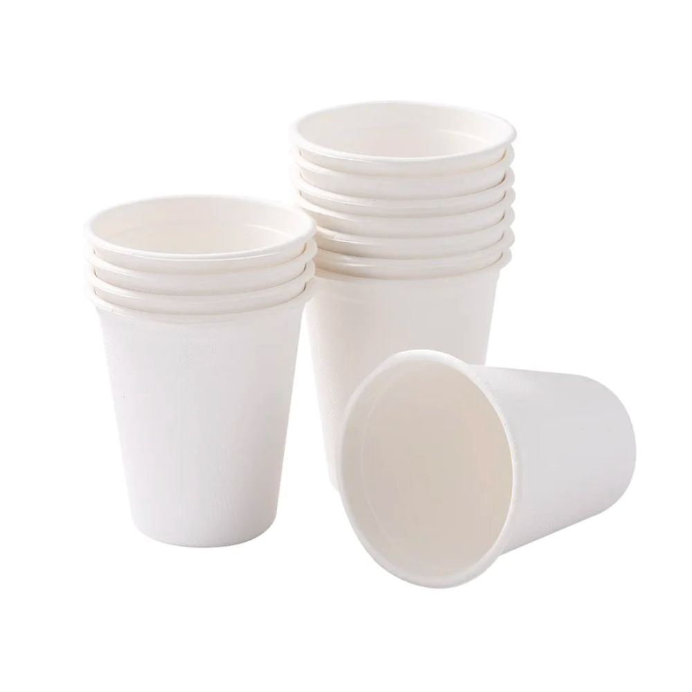 2 Pack x Lemon & Lime ECO Sugarcane Cups White 12pc - 250ml