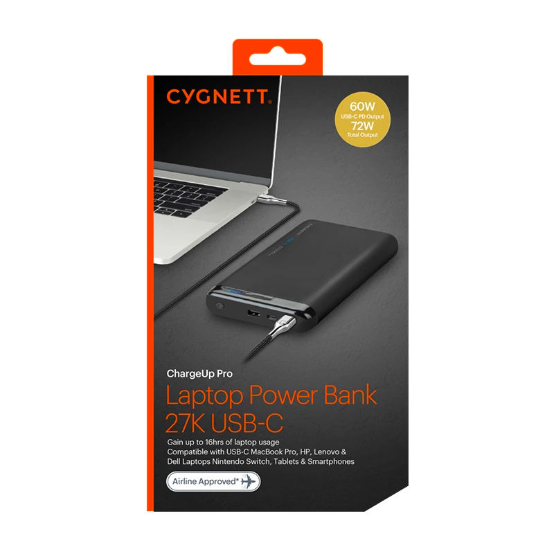 Cygnett ChargeUp Pro 27000mAh USB-C Power Bank - Black