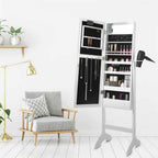 LED Hollywood Style Jewellery Mirror Standing Cabinet