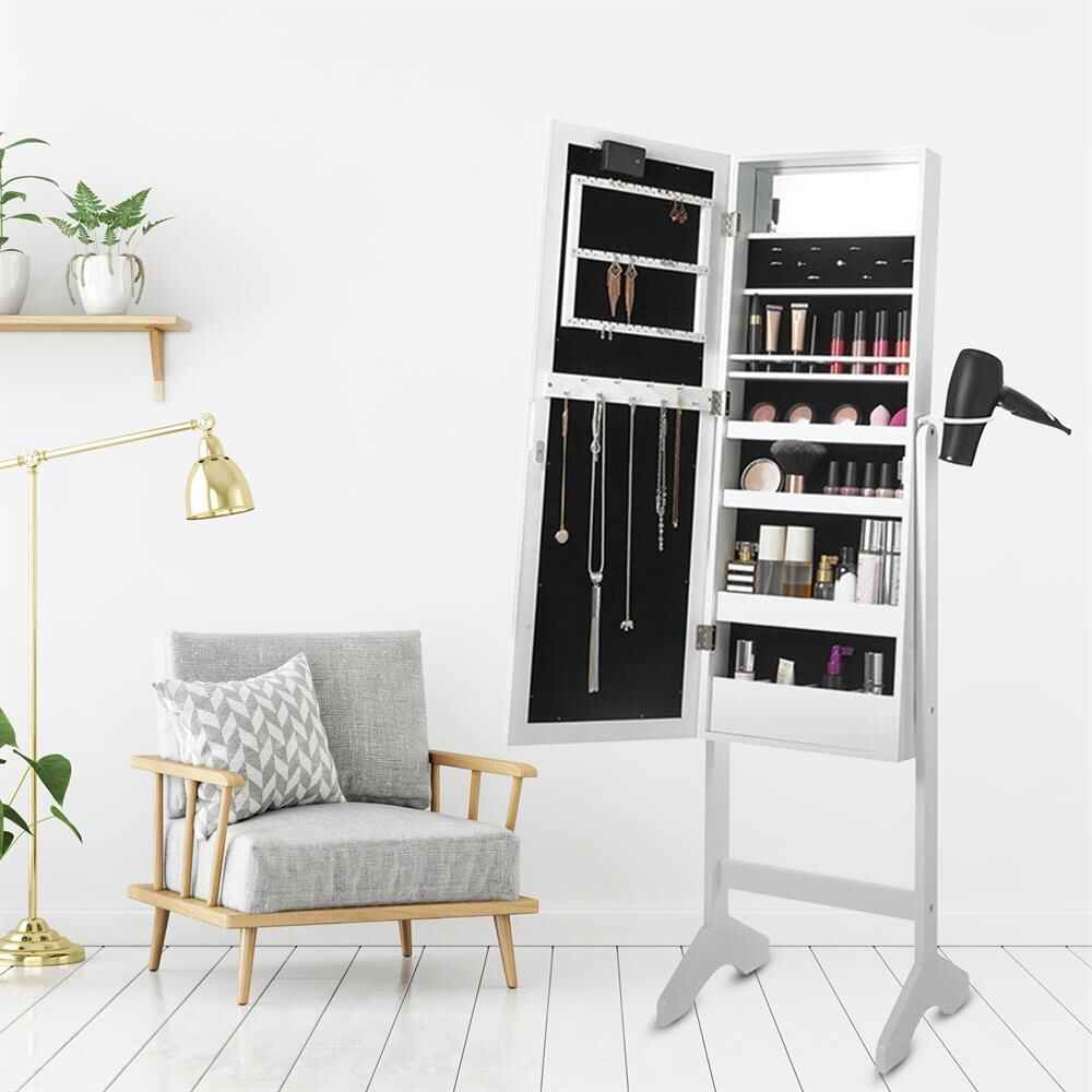LED Hollywood Style Jewellery Mirror Standing Cabinet