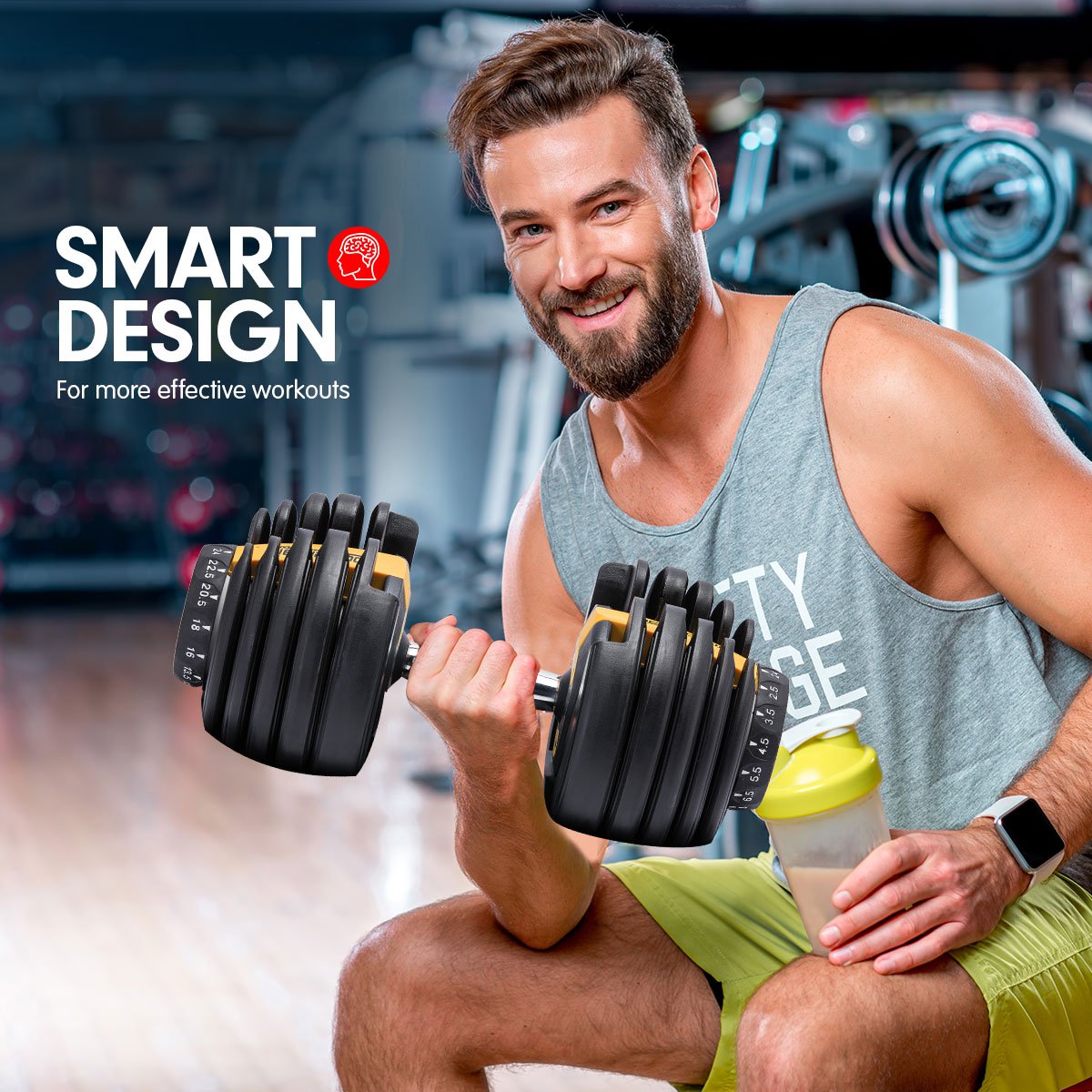 48kg Powertrain Adjustable Dumbbell Home Gym Set Gold