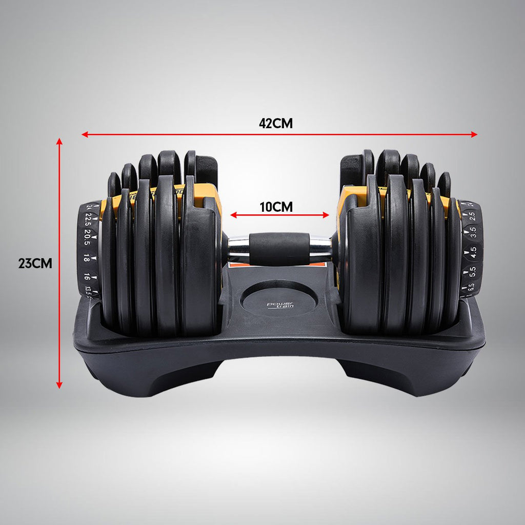 48kg Powertrain Adjustable Dumbbell Home Gym Set Gold