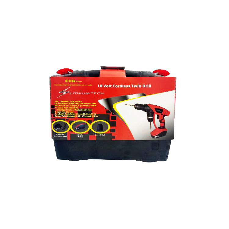 Heavy Duty 18 Volt Cordless Twin Drill