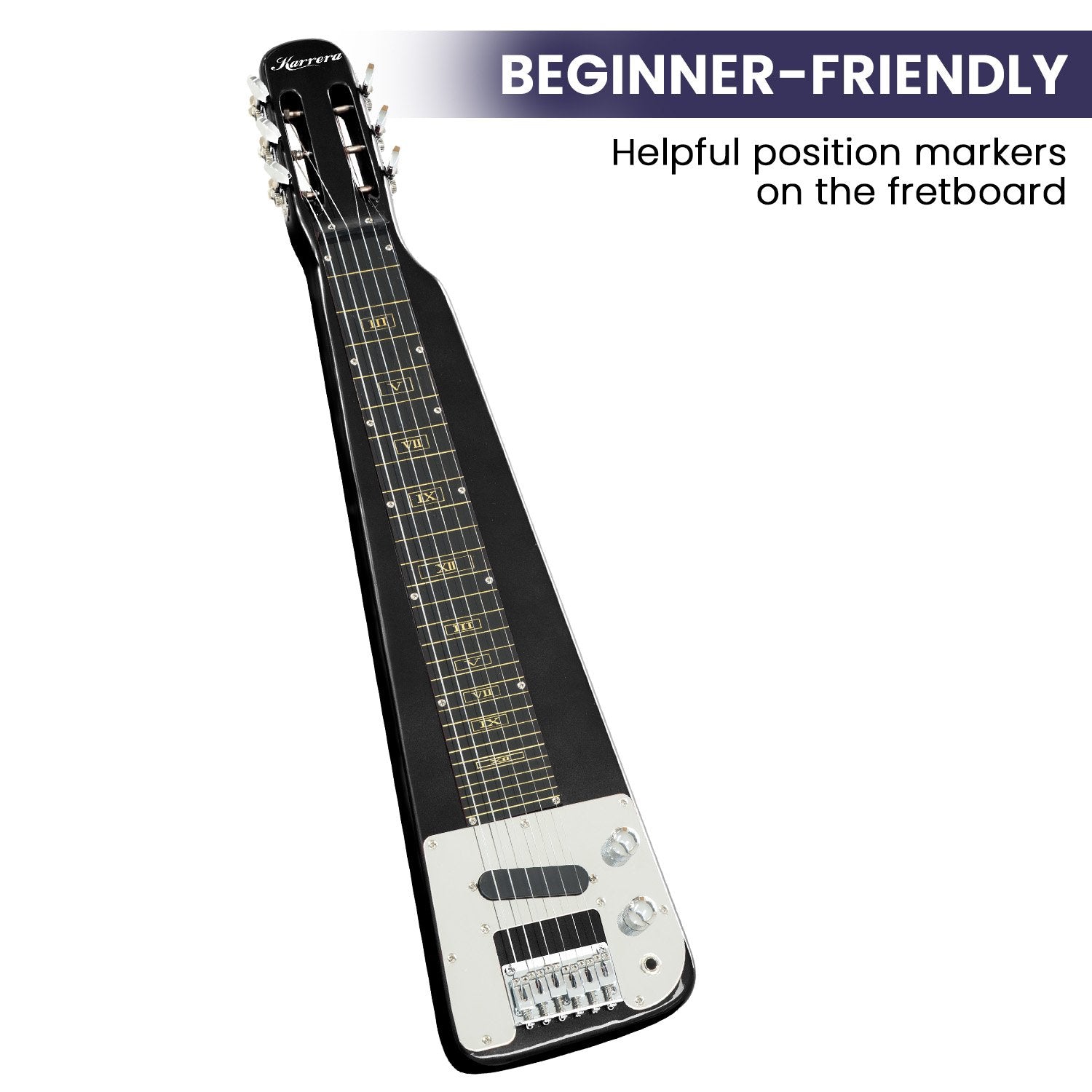 Karrera 29in 6-String Lap Steel Hawaiian Guitar - Black