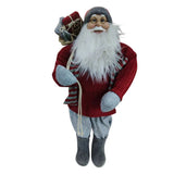 Santa Figurine With Wool Jumper & Scarf 90cm