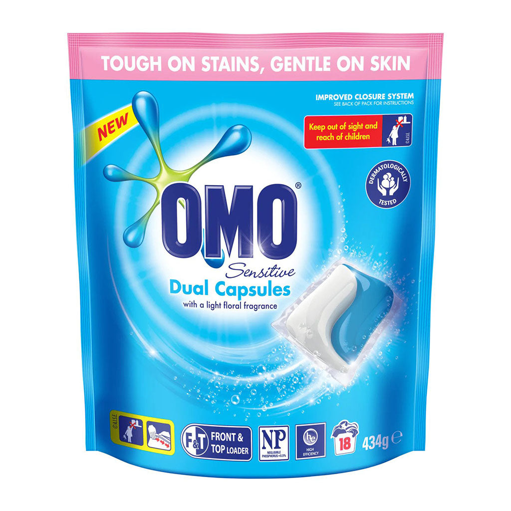 3 Pack x OMO Sensitive Dual Laundry Capsules 434g (18pc)