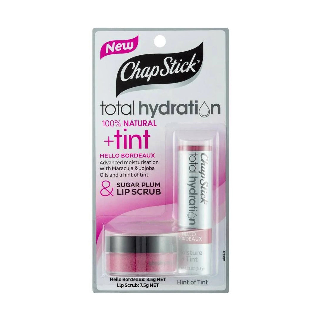 ChapStick Total Hydration Tint Hello Bordeaux & Sugar Plum Lip Scrub