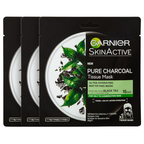 3 Pack x Garnier SkinActive Pure Charcoal Tissue Mask 28g