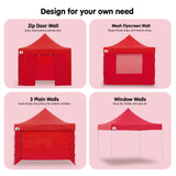 Gazebo Tent Marquee 3x3 PopUp Outdoor Wallaroo Red