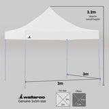 Gazebo Tent Marquee 3x3 PopUp Outdoor Wallaroo White