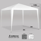 3x3m Wallaroo Outdoor Party Wedding Event Gazebo Tent - White