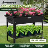 Wallaroo Garden Bed Raised 108.5 x 50.5 x 80cm Galvanized Steel  Black