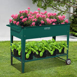 Wallaroo Garden Bed Cart Raised Planter Box 108.5 x 50.5 x 80cm Galvanized Steel - Green