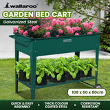 Wallaroo Garden Bed Cart Raised Planter Box 108.5 x 50.5 x 80cm Galvanized Steel - Green