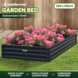Wallaroo Garden Bed 240 x 120 x 30cm Galvanized Steel - Black